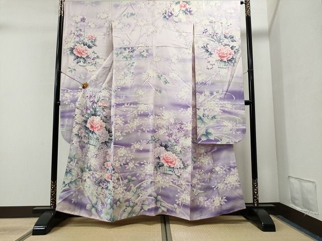 平和屋着物■豪華振袖　牡丹花籠文　暈し染め　銀彩　逸品　CAAI7849yc