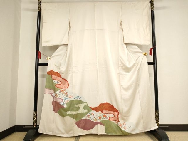 平和屋着物■豪華色留袖　絞り　雲取り花文　金彩　正絹　逸品　AAAM2293Aja