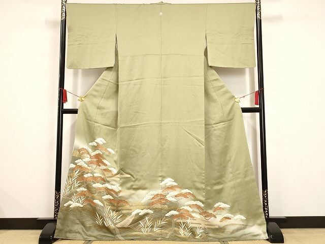 平和屋着物■豪華色留袖　流水草松文　金彩　正絹　逸品　AAAL4299Agk