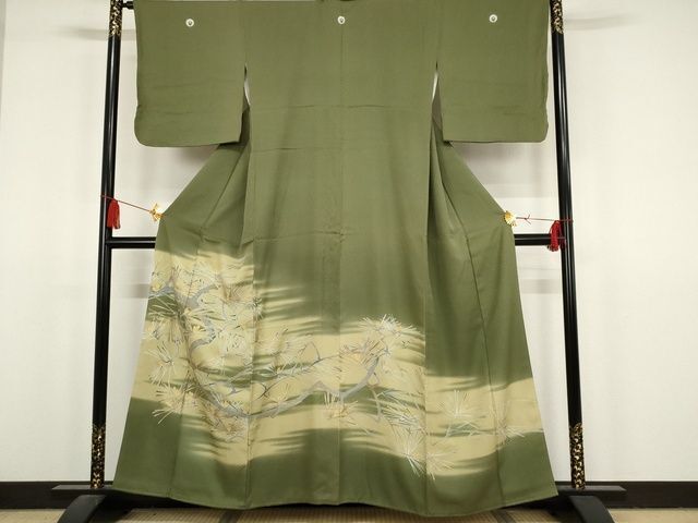 平和屋着物■豪華色留袖　友禅　枝松　暈し染め　金彩　正絹　逸品　AAAL2848Acs