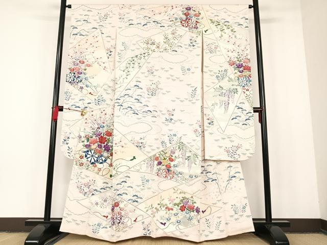 平和屋着物■豪華振袖　花車文　正絹　逸品　AAAL0441Bph