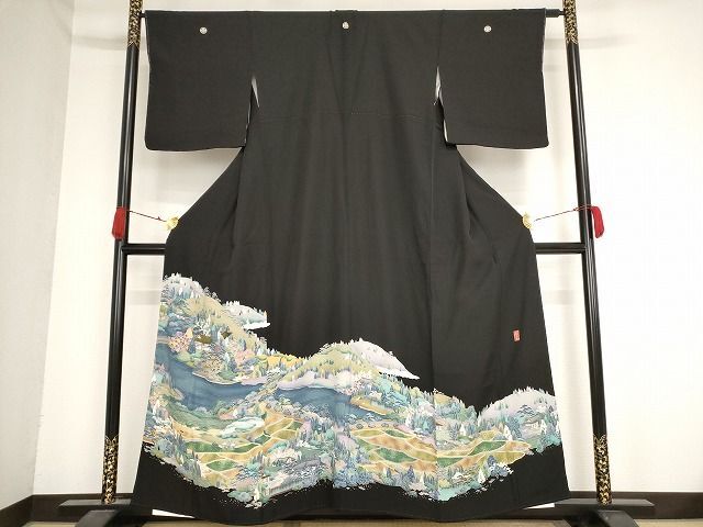 平和屋着物■豪華黒留袖　作家物　遠山風景文　正絹　逸品　AAAM1004Abw