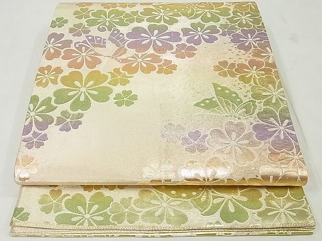 平和屋着物◎佐賀錦 六通柄袋帯 花蝶文 金糸 正絹 逸品 平和屋着物◎佐賀錦 六通柄袋帯 花蝶文 金糸 正絹 逸品