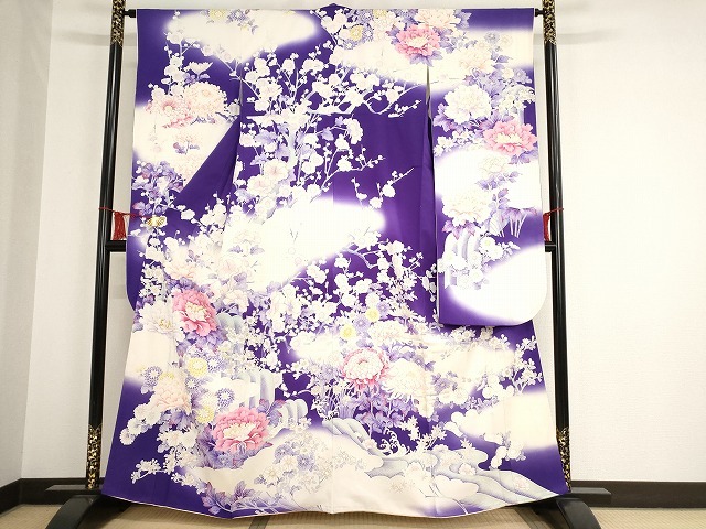 平和屋着物■豪華振袖　刺繍　草花文　正絹　逸品　AAAM1206Abw