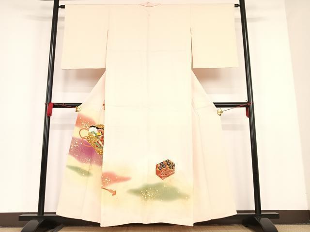 平和屋着物■豪華色留袖　駒刺繍　女人草花文箱文　暈し染め　金彩　正絹　逸品　AAAM4763Bph