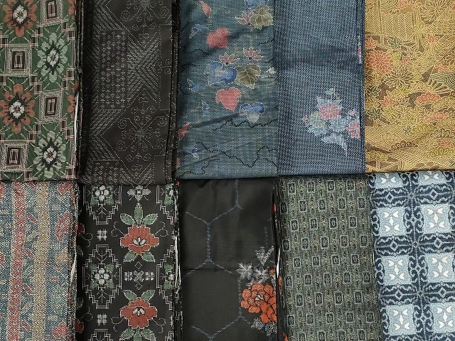 平和屋本店■1円 大島紬 まとめて 10点 花柄 割り込み絣 7マルキ など 着用可能多数 未使用品あり 全て正絹 ppp1048