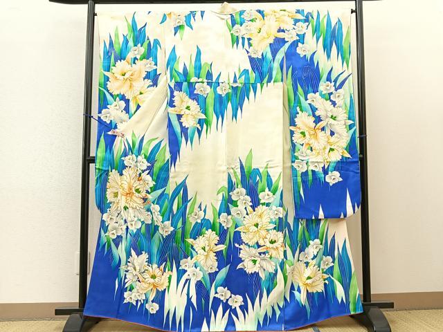 平和屋着物■豪華振袖　駒刺繍　胡蝶蘭　カトレア　金彩　正絹　逸品　BAAL6345me
