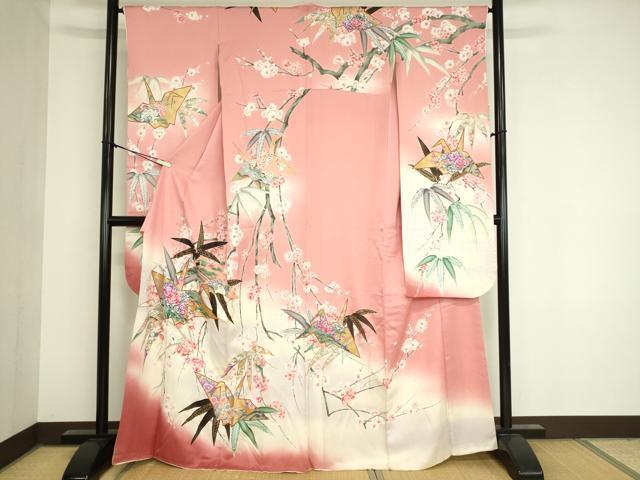 平和屋着物■豪華振袖　折り鶴草花文　暈し染め　金彩　逸品　DAAI7304we
