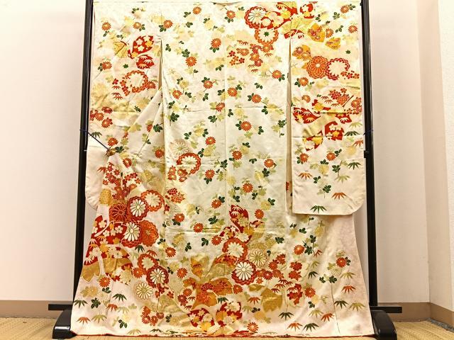 平和屋着物■豪華振袖　駒刺繍　菊笹文　金彩　逸品　BAAL1619hj