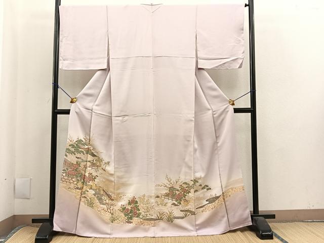 平和屋着物■豪華色留袖　寿光織　風景花文　暈し染め　金糸　正絹　逸品　BAAL3908pm