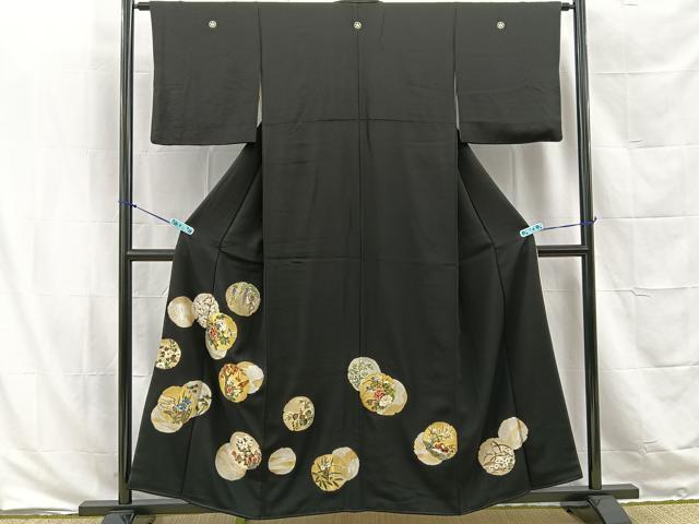 平和屋着物■豪華黒留袖　寿光織　雪輪光琳花鳥文　金銀糸　正絹　逸品　BAAL6387me