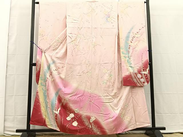平和屋着物■豪華振袖　鳳凰枝花文　暈し染め　金銀彩　正絹　逸品　BAAK8561fc