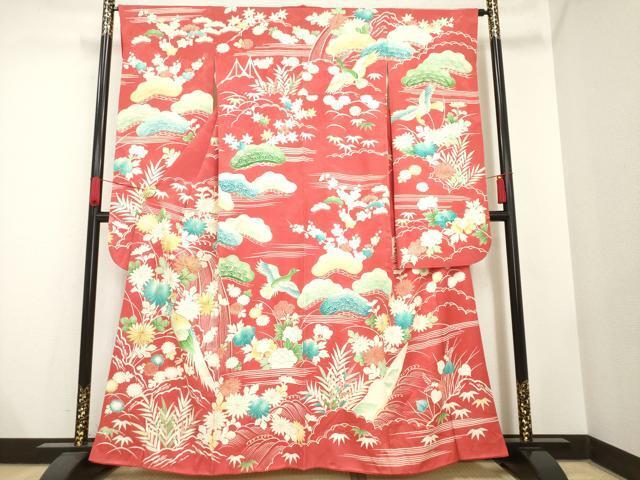 平和屋着物■豪華振袖　駒刺繍　花鳥文　金彩　正絹　逸品　AAAL8442ck