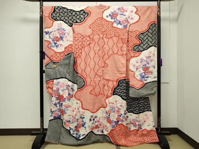 平和屋着物■豪華振袖　駒刺繍　絞り　草花文　正絹　逸品　CAAI4682in