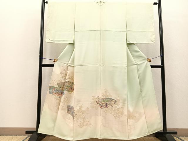 平和屋着物■豪華色留袖　寿光織　地紙平安人物風景花文　金糸　正絹　逸品　BAAL2491hv