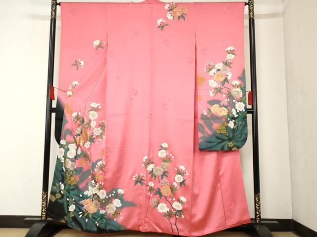 平和屋着物■豪華振袖　御所車枝花文　暈し染め　金彩　正絹　逸品　AAAL3458cs