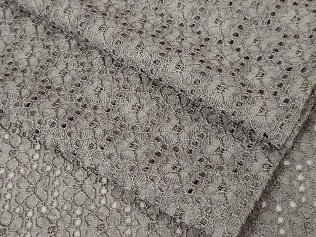 平和屋本店□極上 夏物 お召 縫取り 刺繍 レース 花尽くし 藤色 平和屋本店□極上 夏物 お召 縫取り 刺繍 レース 花尽くし 藤色