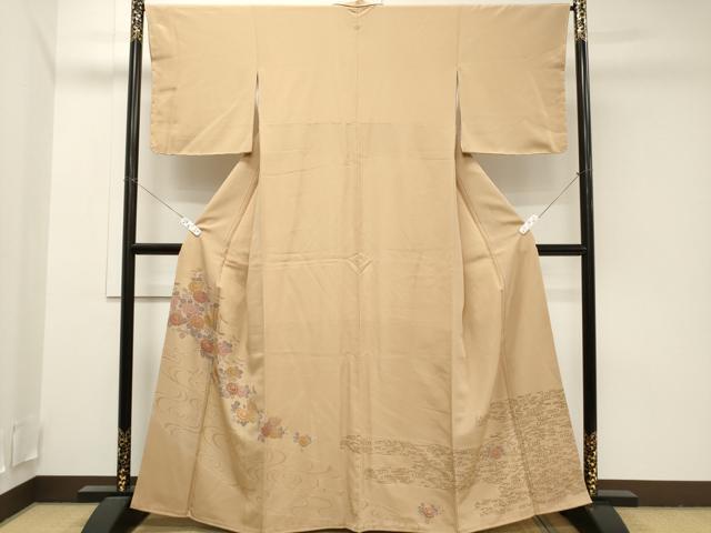 平和屋着物■豪華色留袖　刺繍　流水草花文　金彩　正絹　逸品　CAAI7384ev
