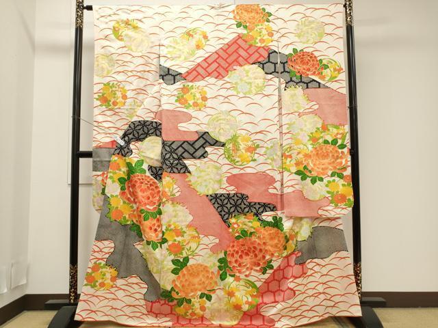 平和屋着物■豪華振袖　刺繍　芝草草花文　金彩　正絹　逸品　CAAI7386ev