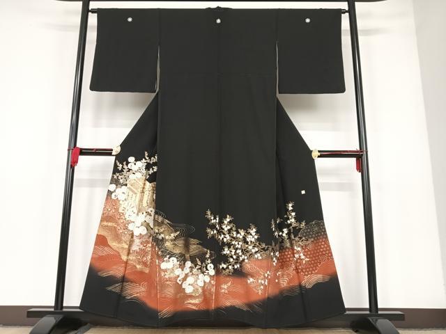平和屋着物■豪華黒留袖　作家物　御所車花文　金彩　正絹　逸品　AAAM4867ph