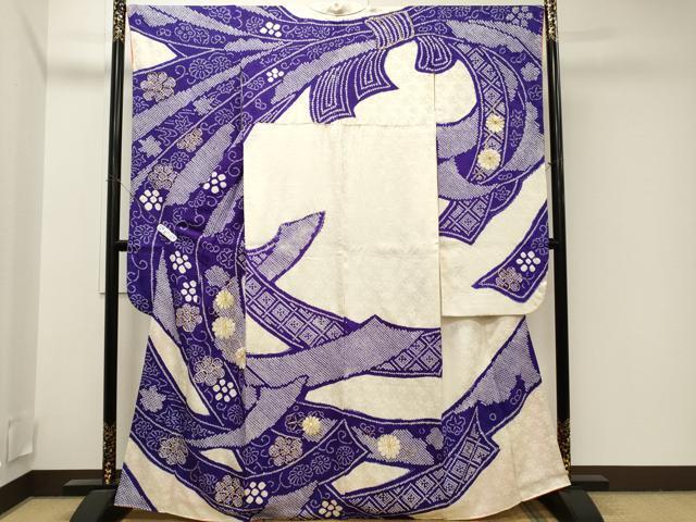 平和屋着物■豪華振袖　駒刺繍　絞り　束ね熨斗吉祥花唐草文　正絹　逸品　CAAI7413ev