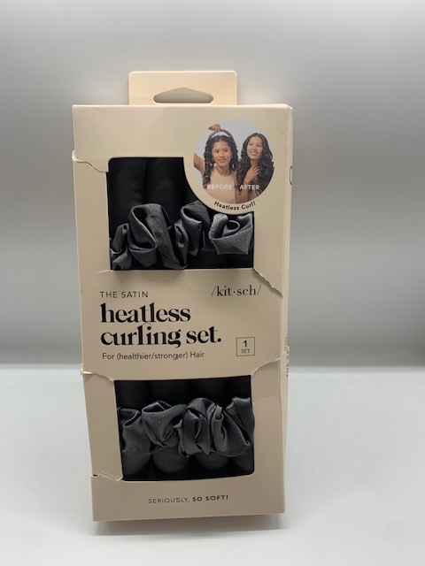 「未開封品?訳あり?箱破損?アウトレット」Kitsch サテン SATIN ヒートレス ヘアカーラー カーリングセット チャコール