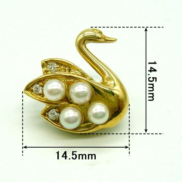 B173:K18YG pearl diamond laperu pin brooch 