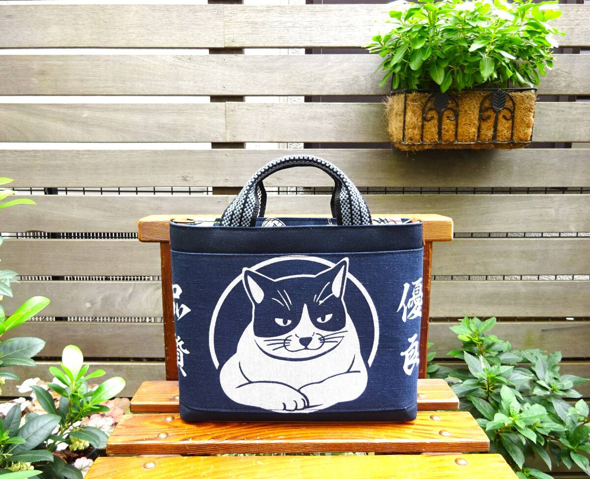 ◆送料無料◆廃番レア■にゃんこ堂 ミニトート＆バッグインバッグ■前掛け紐 Dカン＆肉球チャーム 手作りリメイク＆オリジナル 昭和レトロ