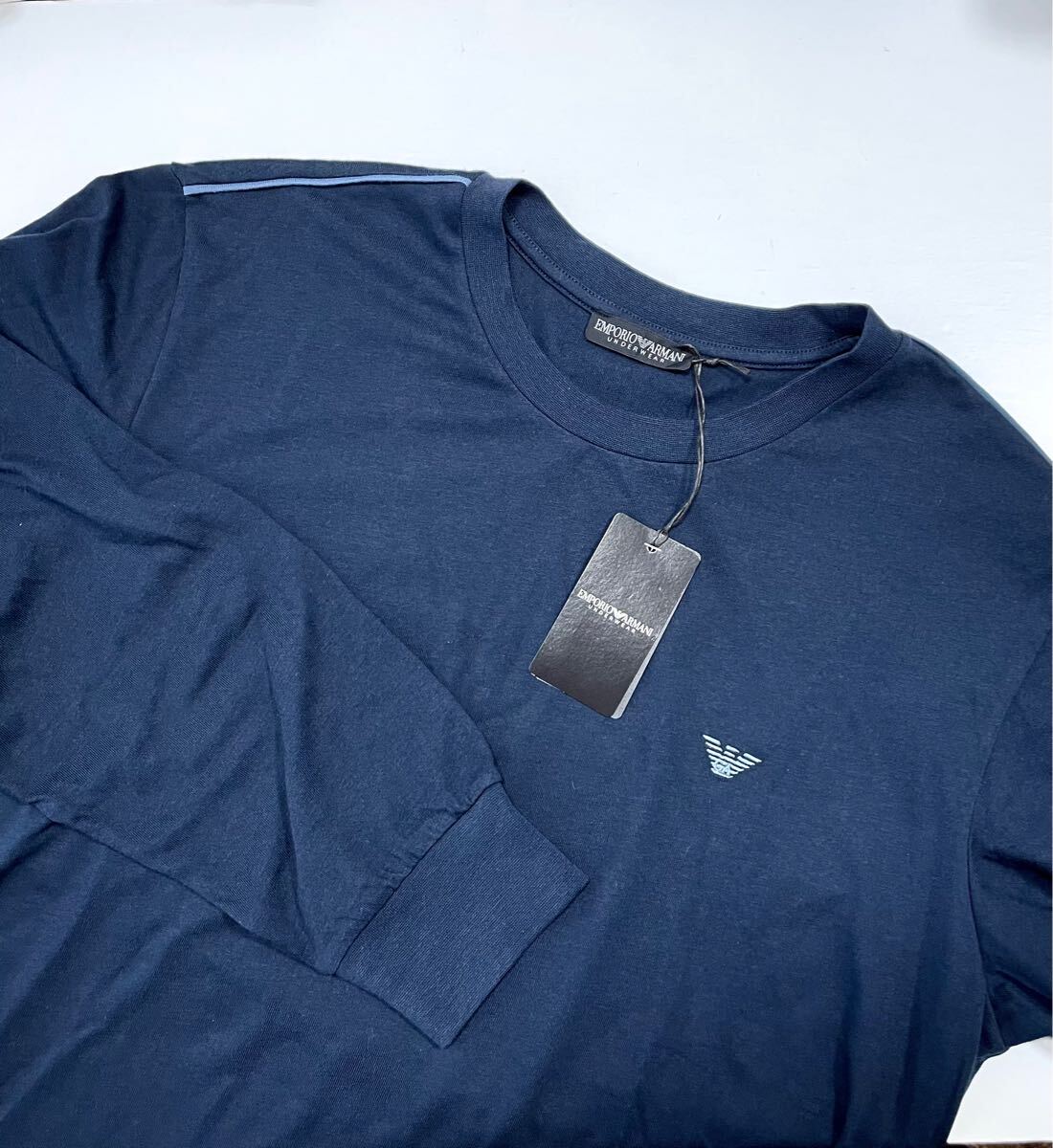 新品 エンポリオ アルマーニ ルームウェア ラウンジウェア 長袖長パンツ Mサイズ 紺 アンダーウェア 上下セット パジャマ GG