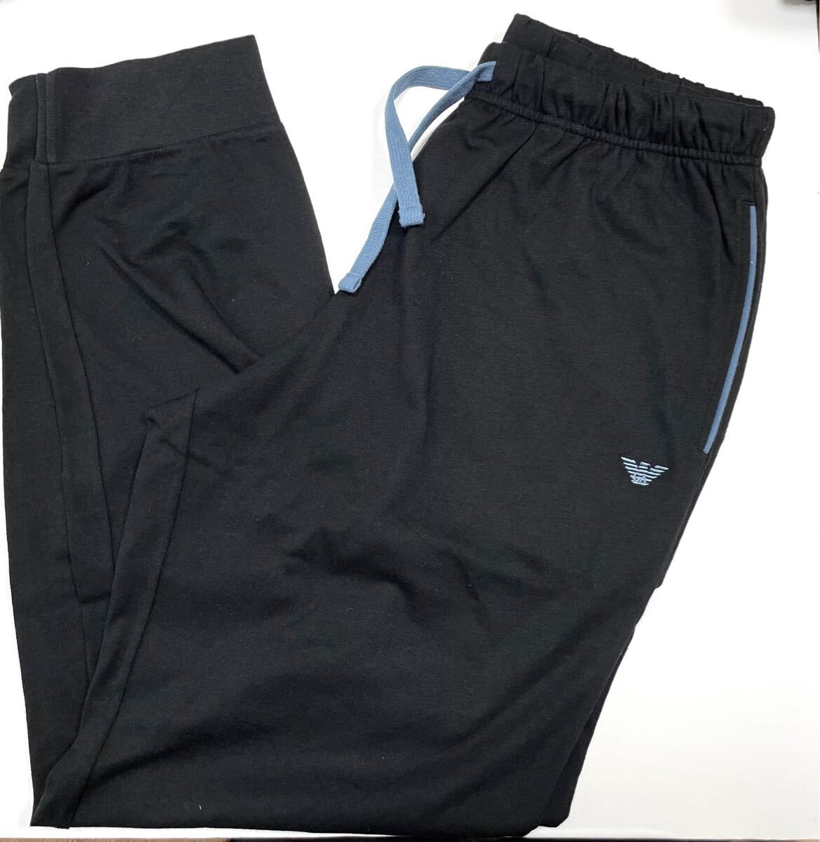 新品 エンポリオ アルマーニ ルームウェア ラウンジウェア 長袖長パンツ Mサイズ 黒 アンダーウェア 上下セット パジャマ GG