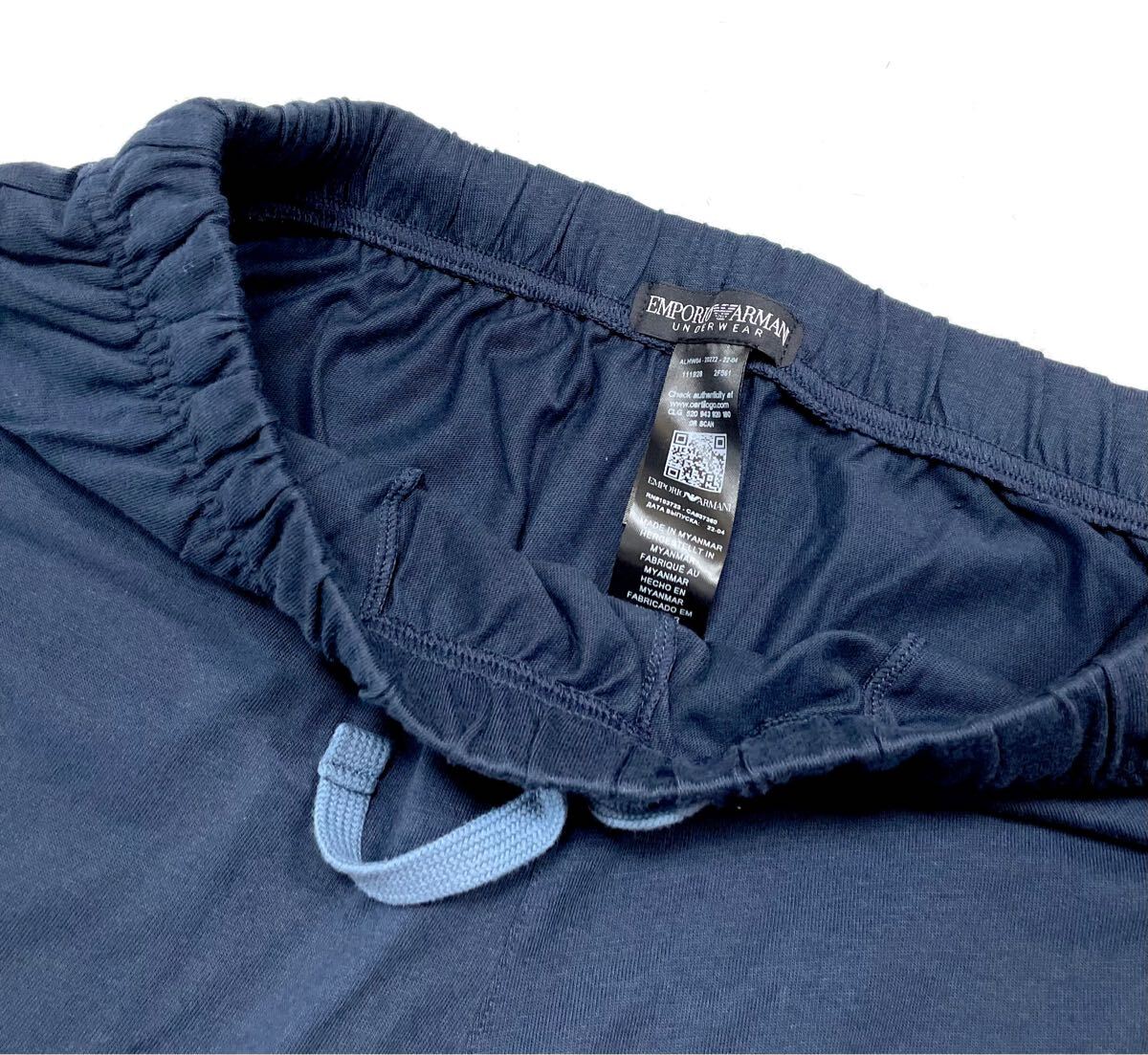 新品 エンポリオ アルマーニ ルームウェア ラウンジウェア 長袖長パンツ Mサイズ 紺 アンダーウェア 上下セット パジャマ GG