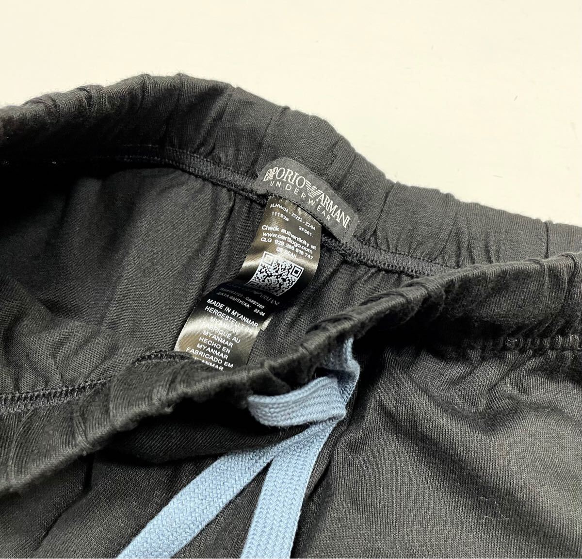 新品 エンポリオ アルマーニ ルームウェア ラウンジウェア 長袖長パンツ Mサイズ 黒 アンダーウェア 上下セット パジャマ GG