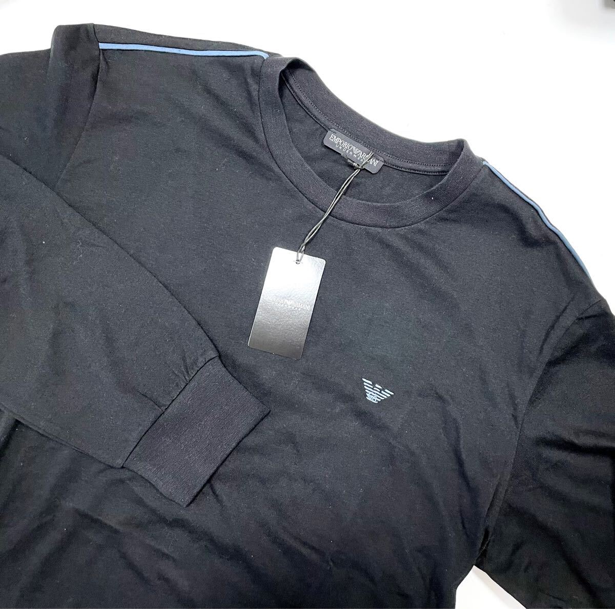 新品 エンポリオ アルマーニ ルームウェア ラウンジウェア 長袖長パンツ Mサイズ 黒 アンダーウェア 上下セット パジャマ GG