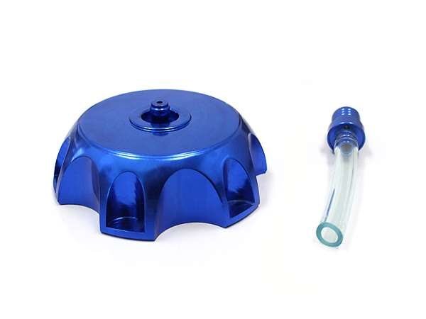 KAWASAKI Kawasaki ATV buggy trike aluminium shaving (formation process during milling) fuel tanker cap blue metallic blue attached hose attaching KX250 1999-2004