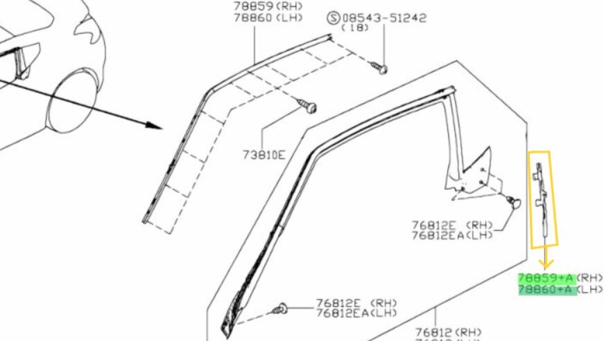 ★左右セット 超希少 未使用 純正 日産 ウェザーストリップリテーナー ドアゴムリテーナー Nissan フェアレディZ Z33 350Z Z33 FairladyZ_画像4