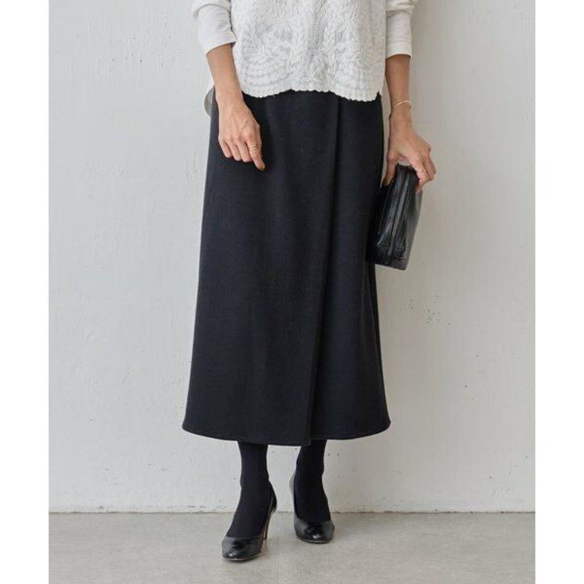 美品　ビアズリー BEARDSLEY ウエストリブブークレスカート　ブラック　サイズ0