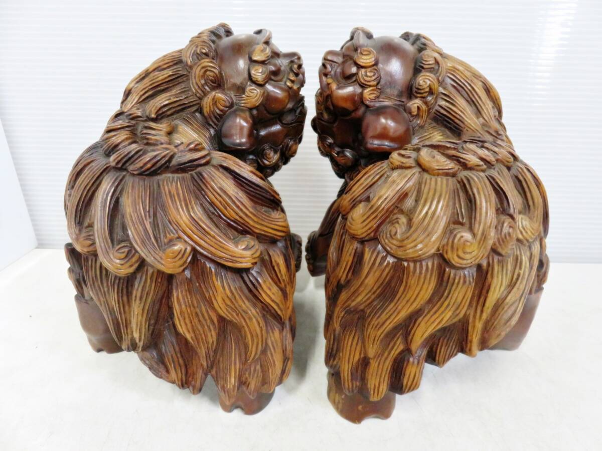 狛犬 2体 玉乗り 獅子 一対 木彫 木工品 伝統工芸品 彫刻 置物 狛犬 2体 玉乗り 獅子 一対 木彫 木工品 伝統工芸品 彫刻 置物