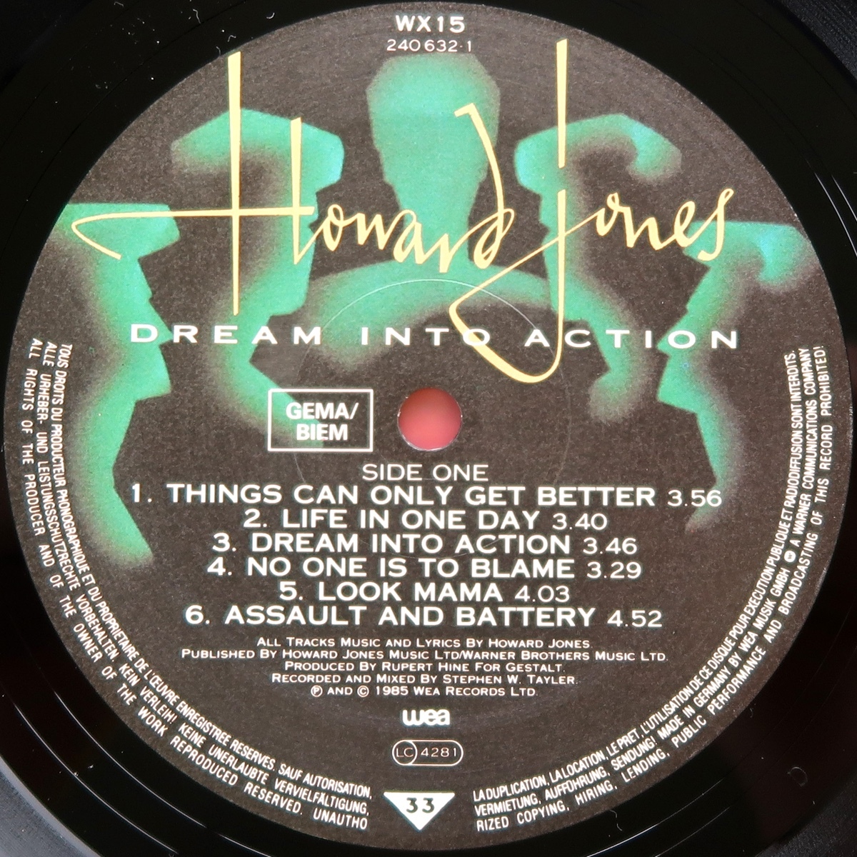 LP HOWARD JONES DREAM INTO ACTION WX 15 240 632-1 Europe запись 