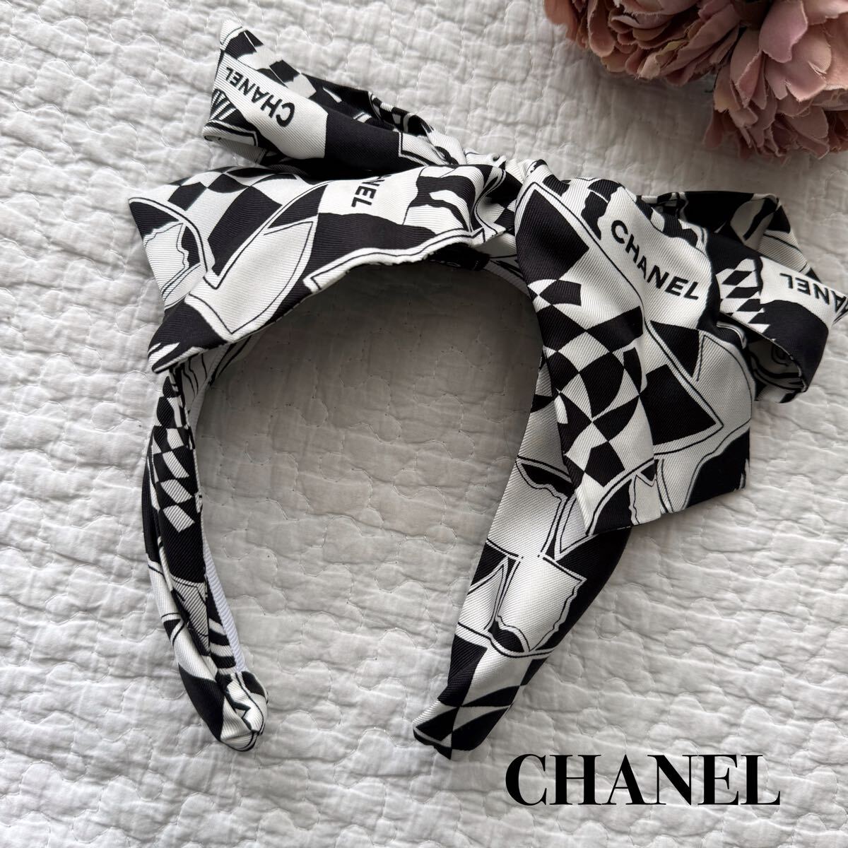 新品CHANEL シャネル COCO ココマーク カチューシャ リボン ヘア 新品CHANEL シャネル COCO ココマーク カチューシャ リボン ヘア
