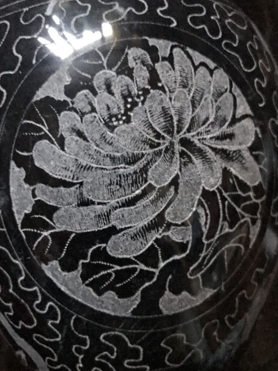 ☆骨董/黒大理石/花瓶/傘立て/菊/竹/梅柄☆古物/古美術(shù)/職人技/補(bǔ)修跡/重さ5kg弱/箱無(wú)し/時(shí)代物