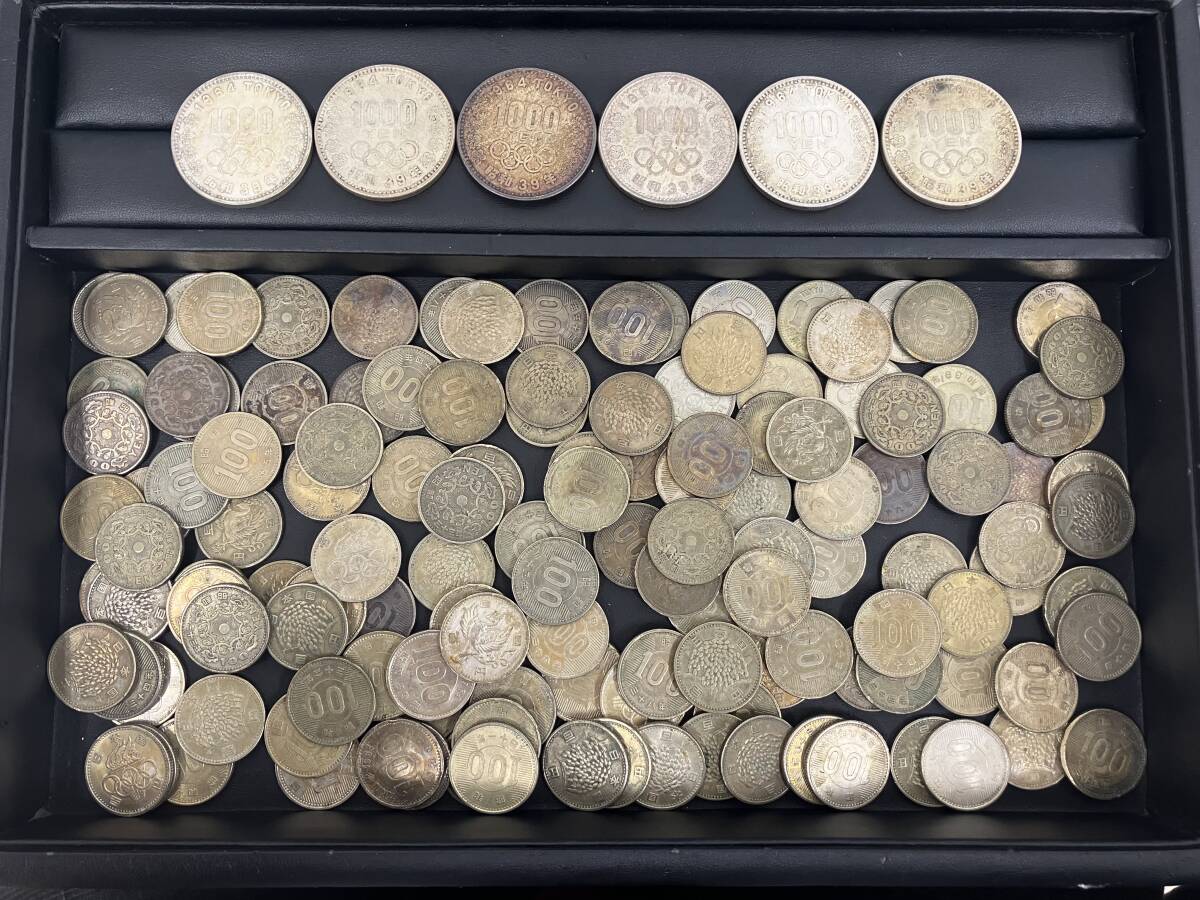 ★☆#12101A 100円銀貨 136枚 1，000円銀貨 6枚 おまとめ 総額面19，600円 稲穂 鳳凰 オリンピック☆★