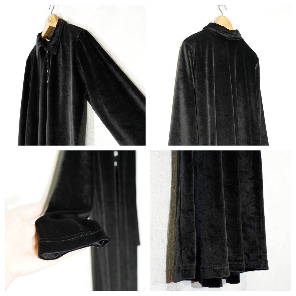 USA VINTAGE V・I・Petites VELOUR DESIGN SHIRT ONE PIECE/アメリカ古着ベロアデザインシャツワンピース