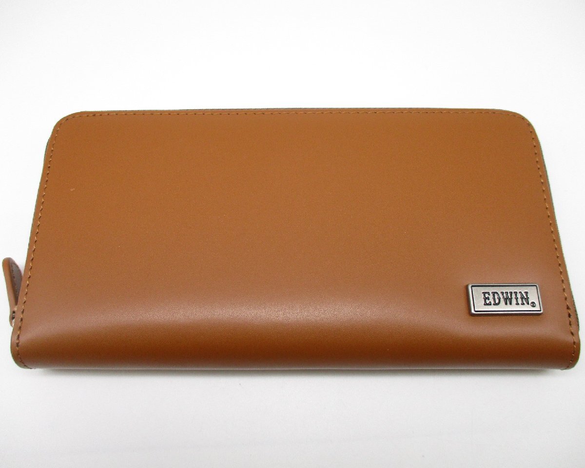 ■EDWIN エドウィン■未使用■ラウンドファスナー長財布■茶■