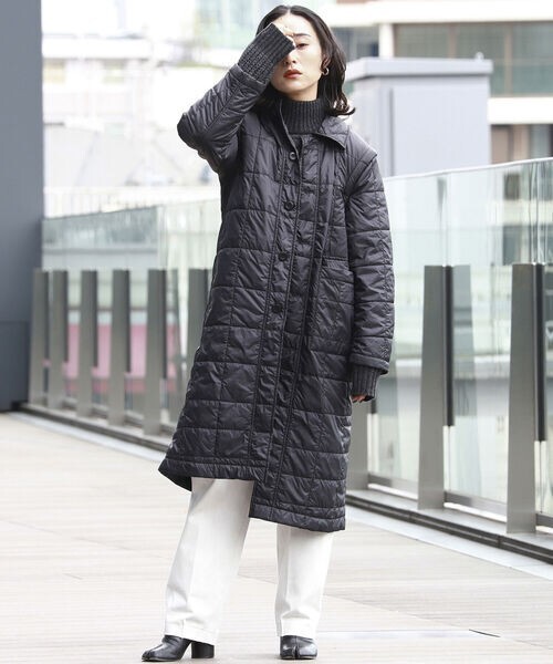 BEAMS LIGHTS × 長屋なぎさ / キルティング 2WAY コート ビームス ビームスライツ 中綿 ブラック