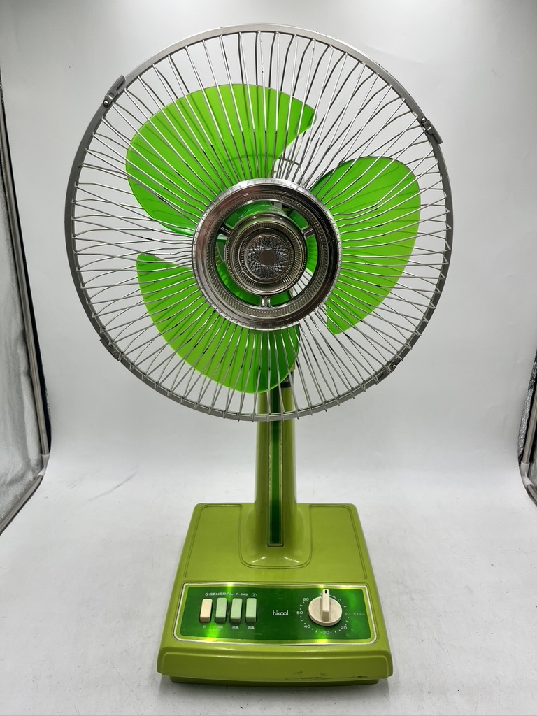 t1207 GENERAL 昭和レトロ 黄緑扇風機 3枚羽 アンティーク t1207 GENERAL 昭和レトロ 黄緑扇風機 3枚羽 アンティーク