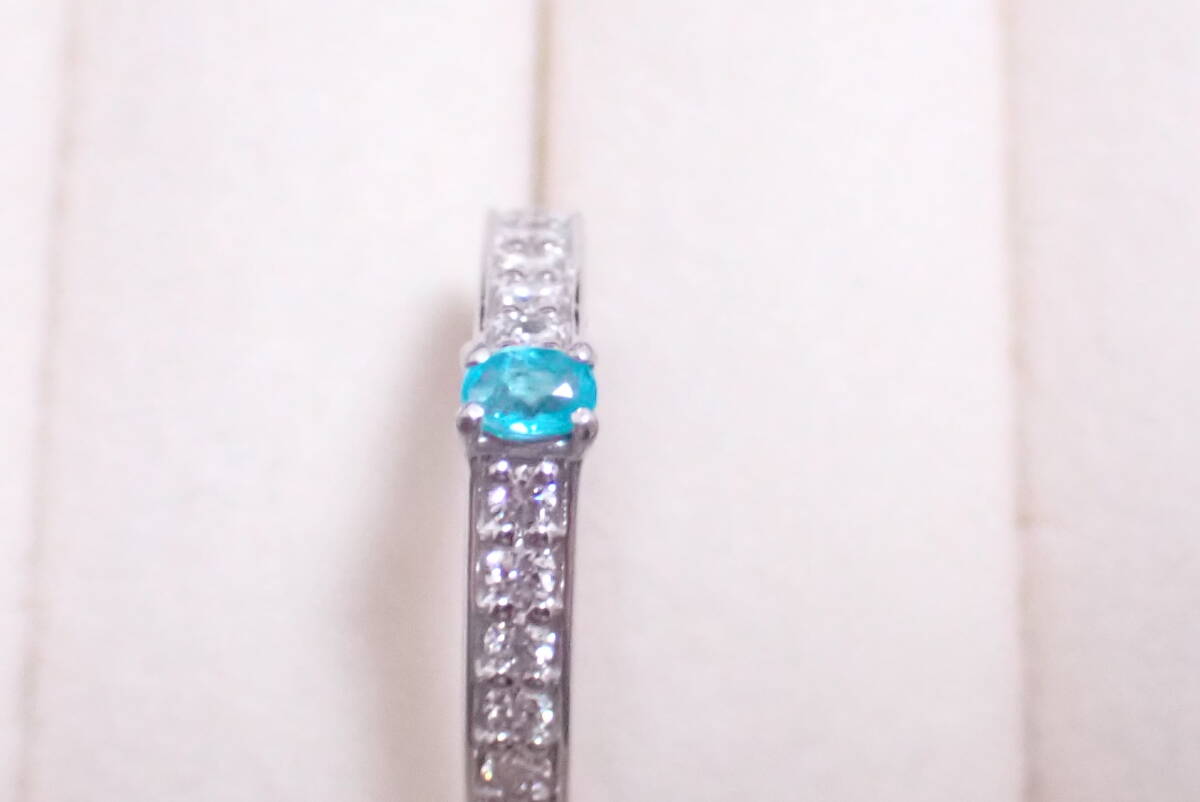 パライバトルマリン　指輪　0.114ct　脇石ダイヤ0.28ct　10號