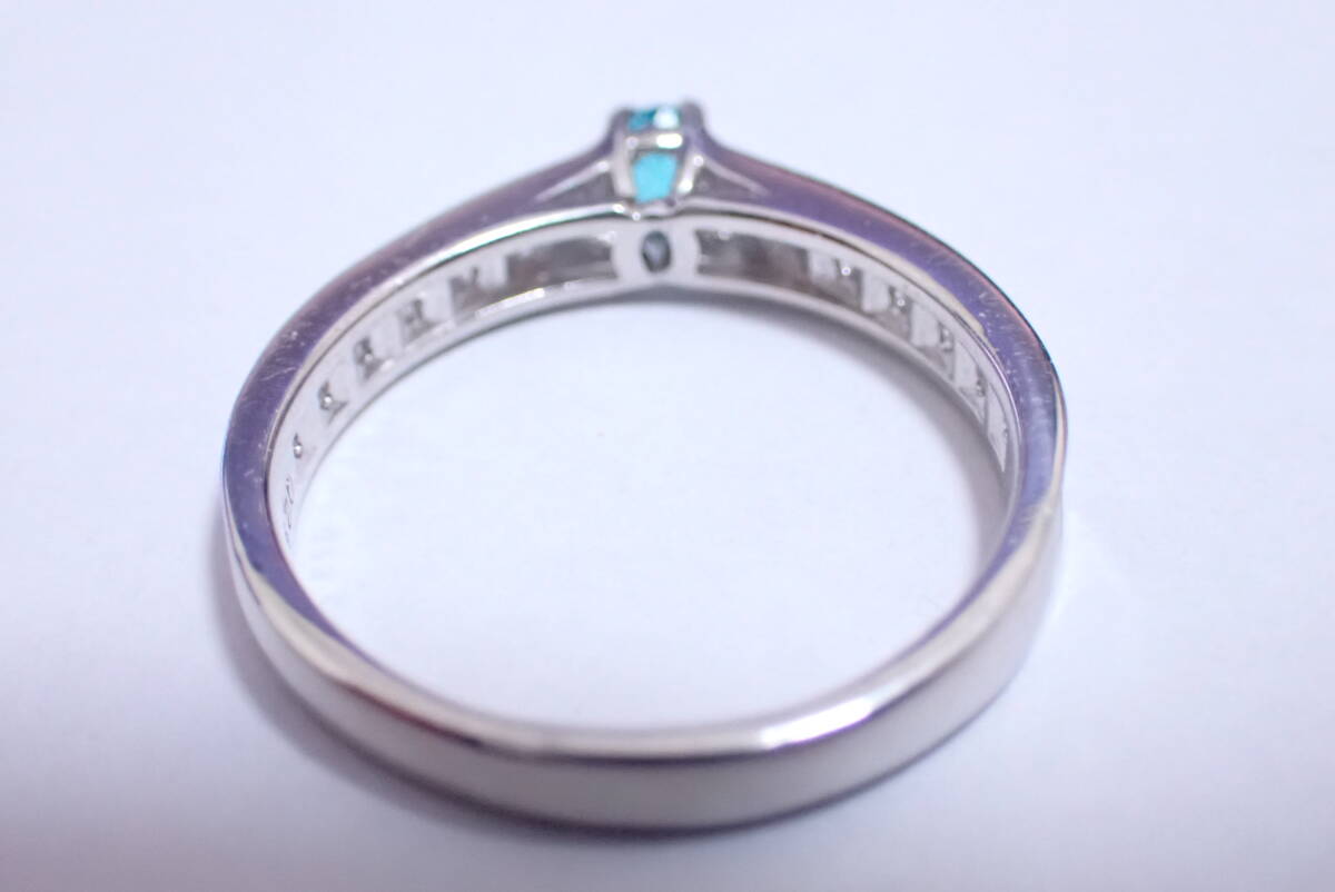 パライバトルマリン　指輪　0.114ct　脇石ダイヤ0.28ct　10號