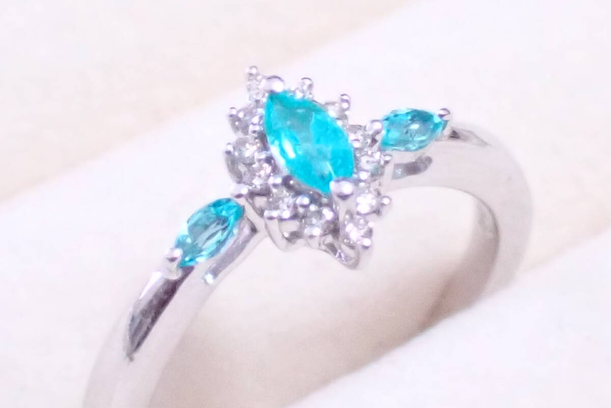 palaiba турмалин кольцо 0.16ct diamond 0.08ct 12 номер 