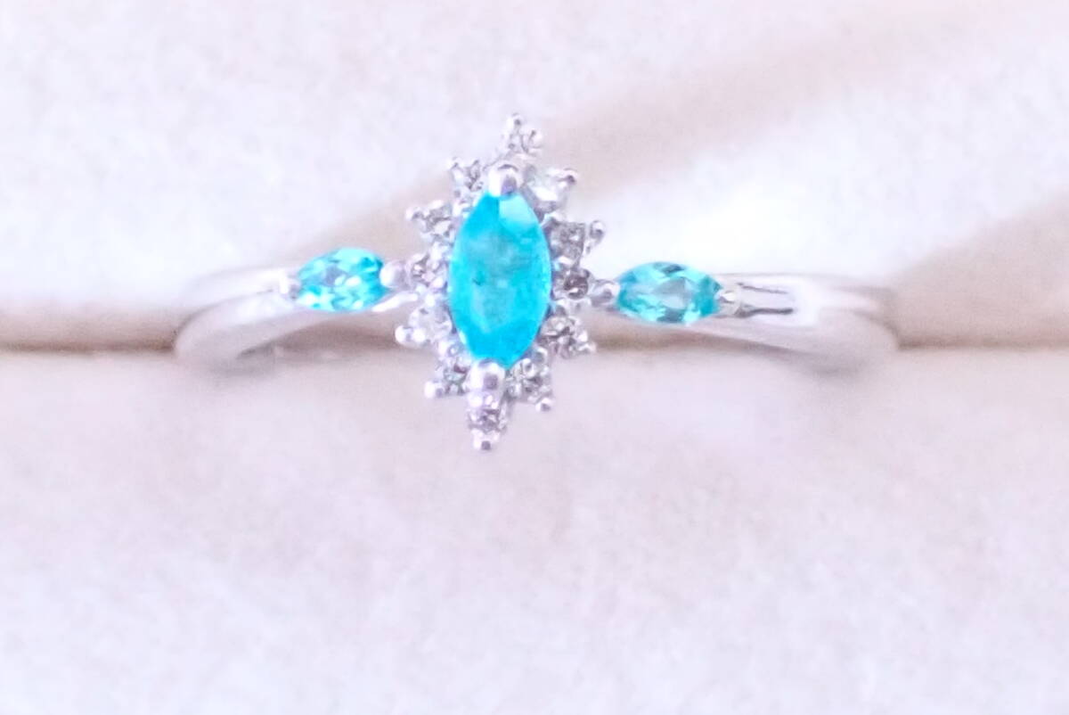 palaiba турмалин кольцо 0.16ct diamond 0.08ct 12 номер 