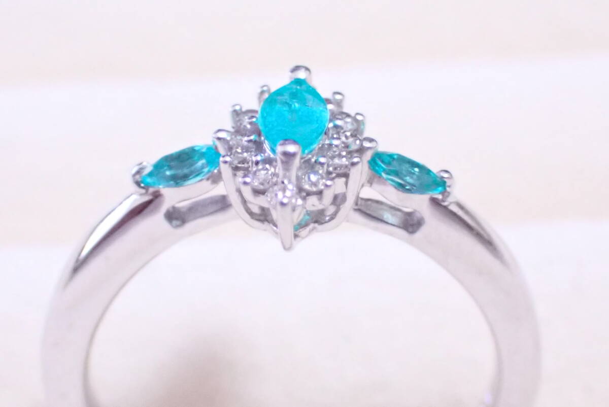 palaiba турмалин кольцо 0.16ct diamond 0.08ct 12 номер 